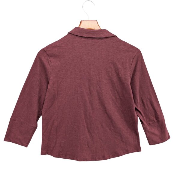 Gloria Vanderbilt Ashten Blouse Womens Burgundy Elixir Long Sleeve Button Sz PM - Picture 2 of 10